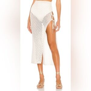 Offshore Midi Skirt in White & Gold